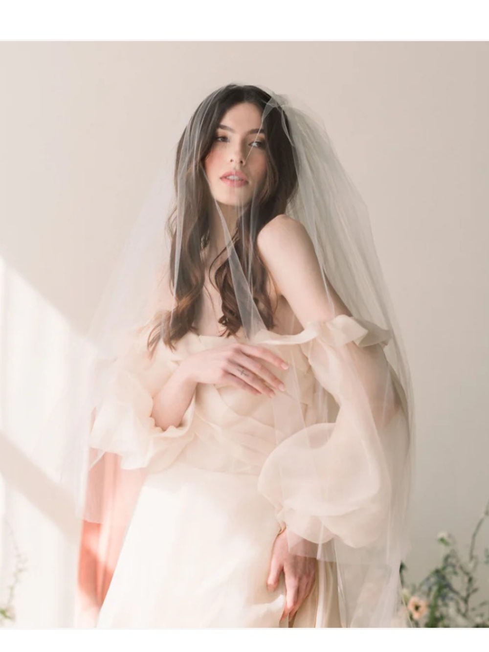 Timeless 2 Tier Chapel Veil Diamond White Blusher Veil